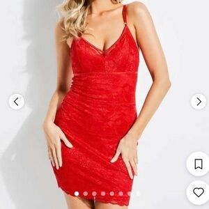 Guess Red Lace Bodycon Dress